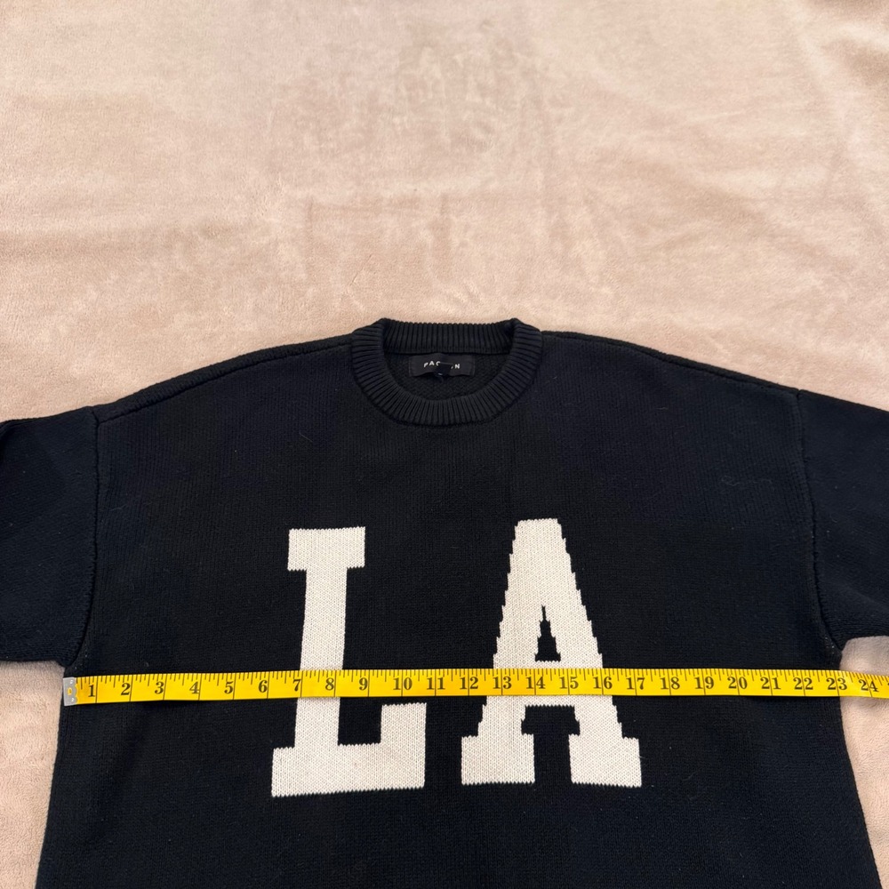 PacSun LA Oversized Crewneck Sweater Black Streetwear Retro Chic Minimalist Sz M - Picture 8 of 9
